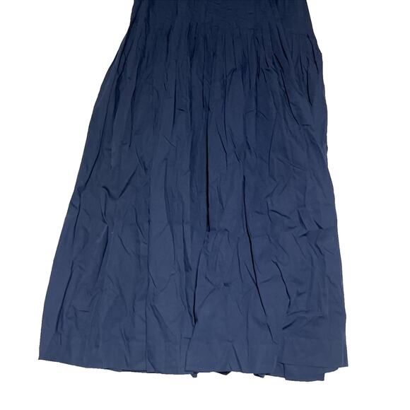 J Crew Pintuck Midi Dress Medium Navy Blue Sleeveless Minimalist Classic A Line - Picture 5 of 12
